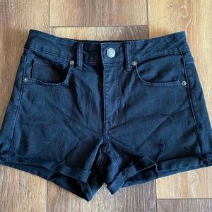 American Eagle Hi Rise Shortie Black Shorts